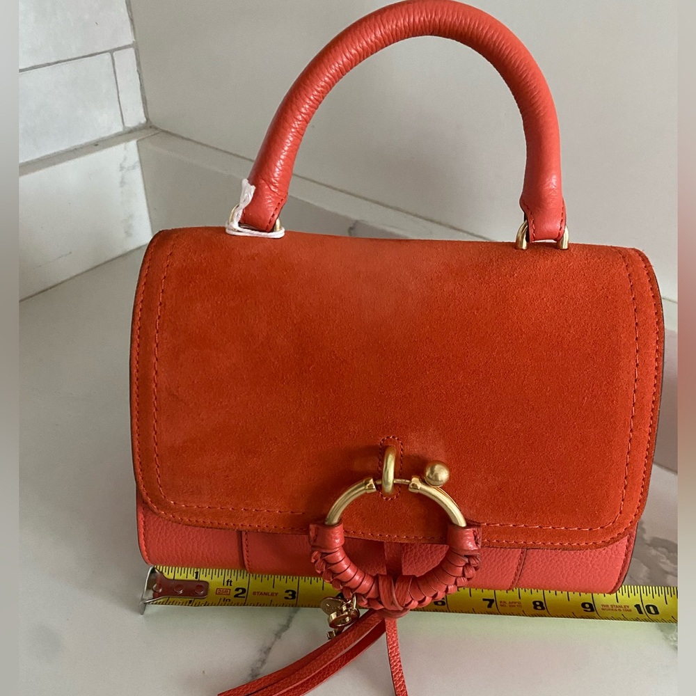 🆕 SEE BY CHLOE JOAN MINI CROSSBODY BAG FLAP TOP HANDLE GIPSY ORANGE LEATHER - Picture 11 of 16
